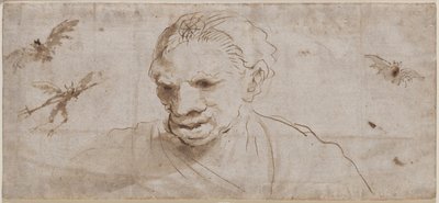 A Witch, Two Bats, and a Demon in Flight, Early 17th Century by Giovanni Francesco Barbieri